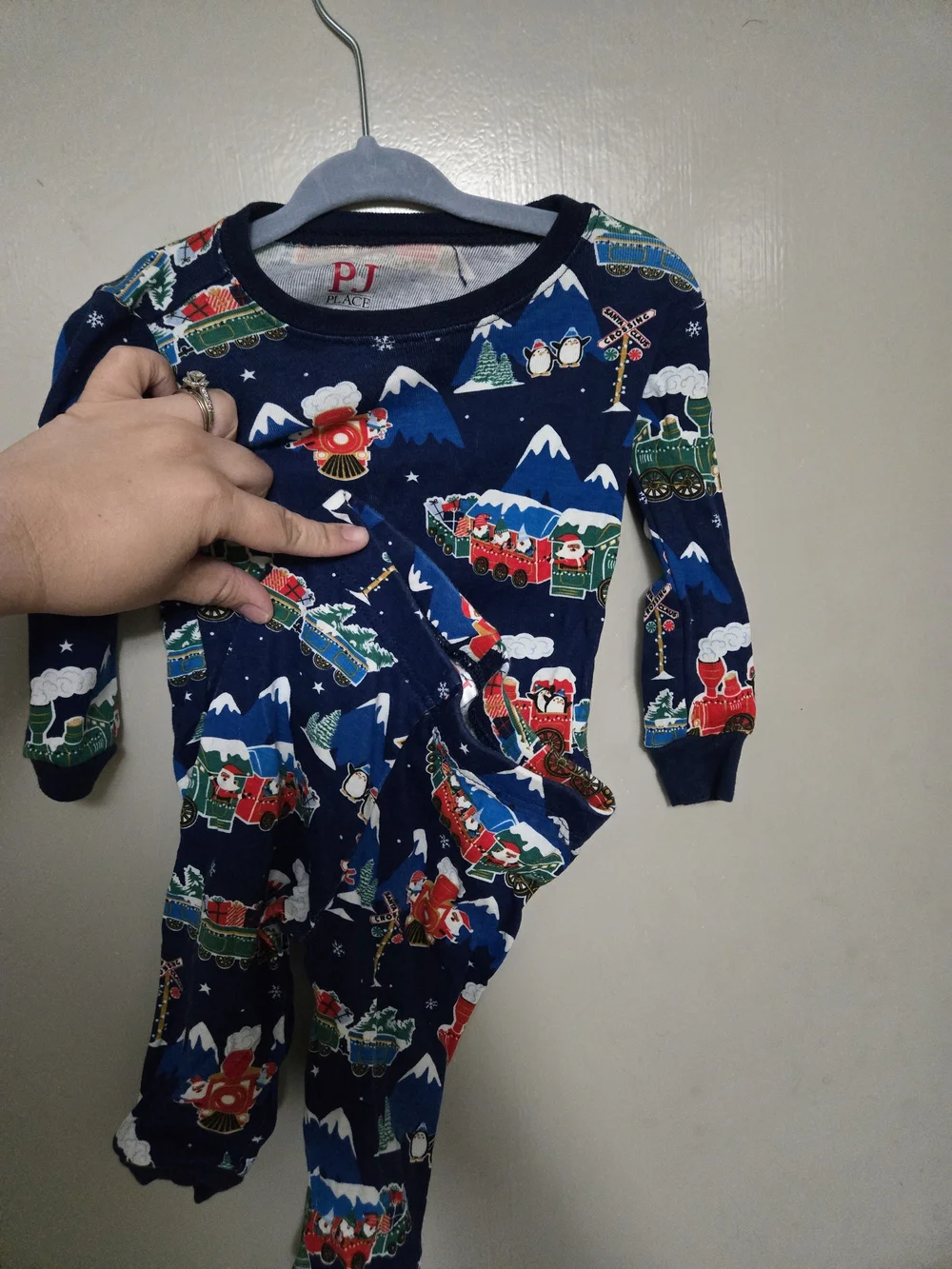 The Children's Place Navy Blue Holiday Train Pajama Set